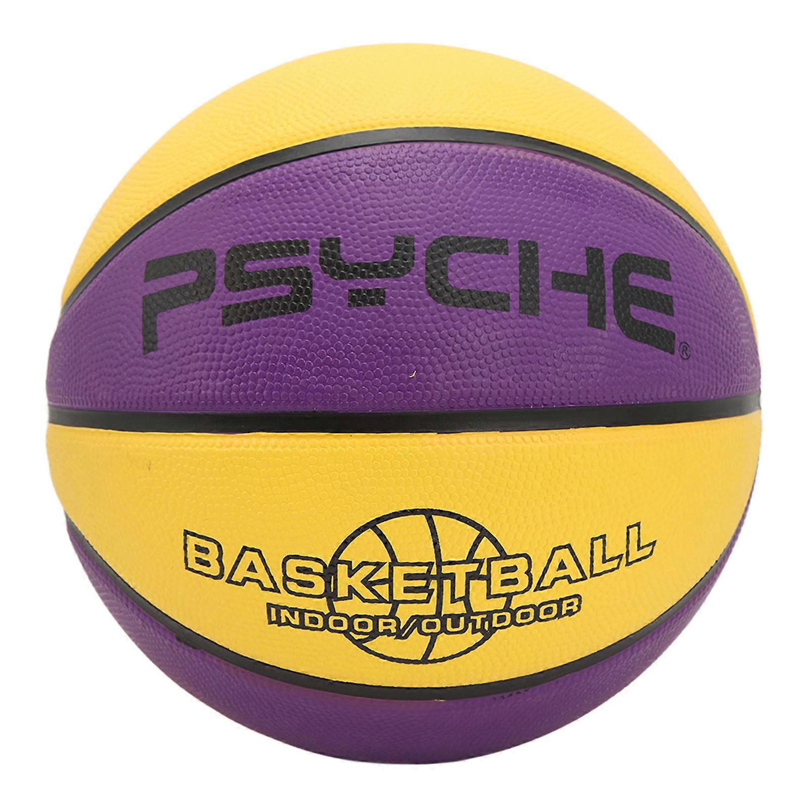 Ballon de basket en caoutchouc jaune violet, doux au toucher, facile à saisir, pour enfants, jeunes garçons et filles, taille 5, 8,9 pouces