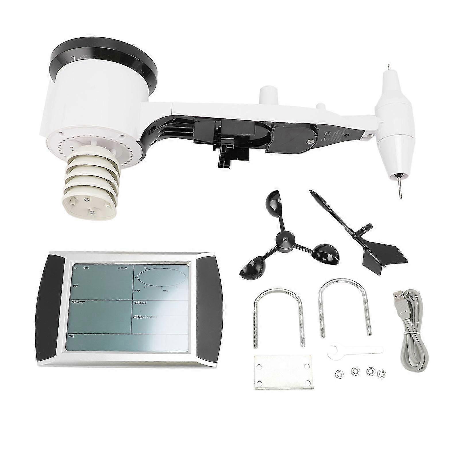 Wireless Sensor Touchscreen Display IPX3 Water Resistant Small Environment Meter with Rain Gauge Wind Speed Weather Forecast