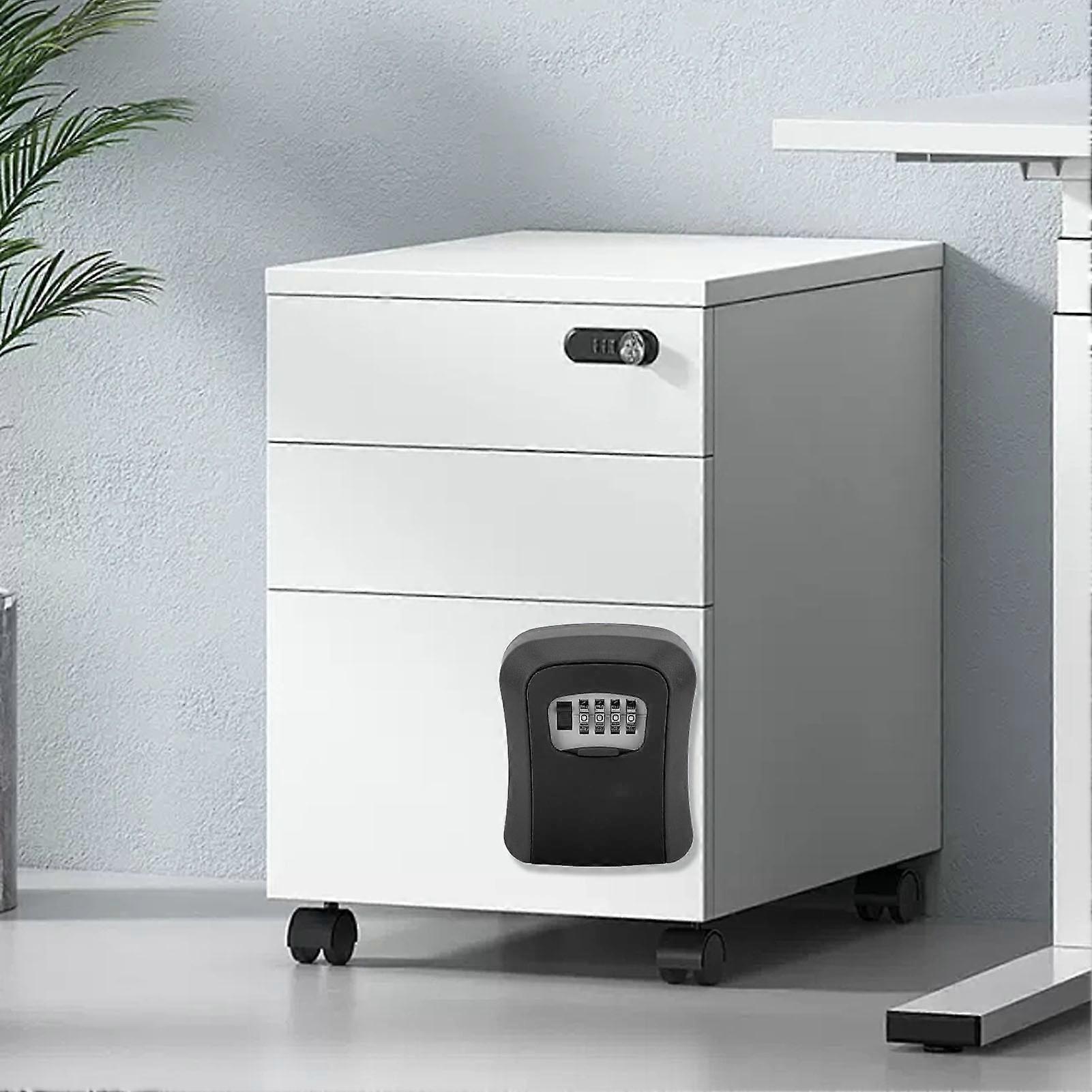 Key Lock Box Wall Mounted Combination Lockbox for Outside House Keys 5 Keys Capacity Key Safe Security Storage Lock Box Black (with Dust Cover) 