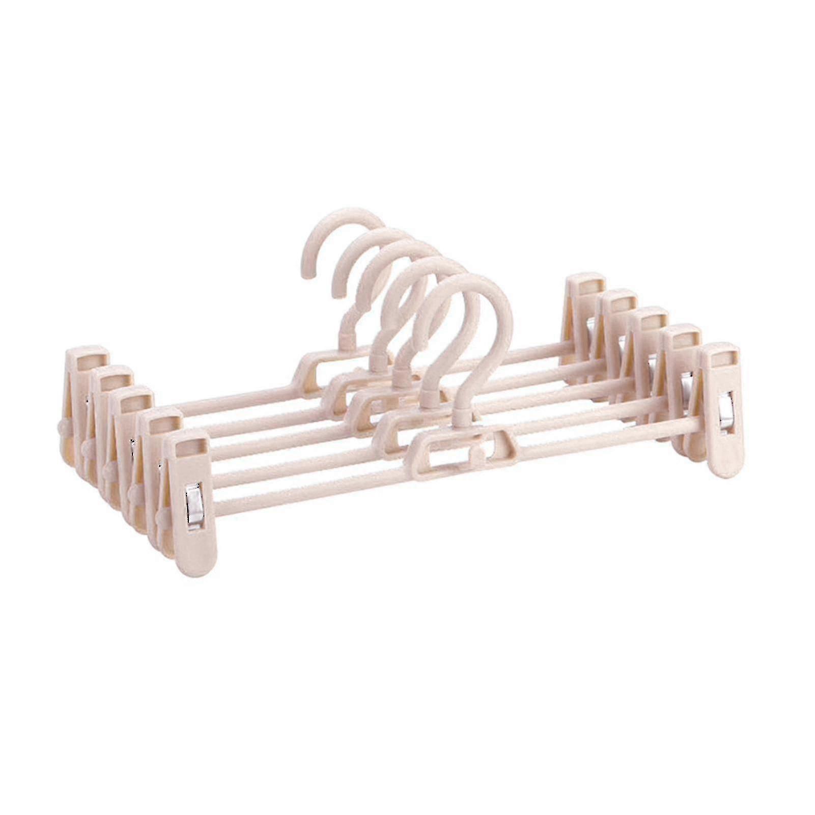 10pcs Pants Hangers Plastic Space Saving Non-slip Skirt Hangers With Clips