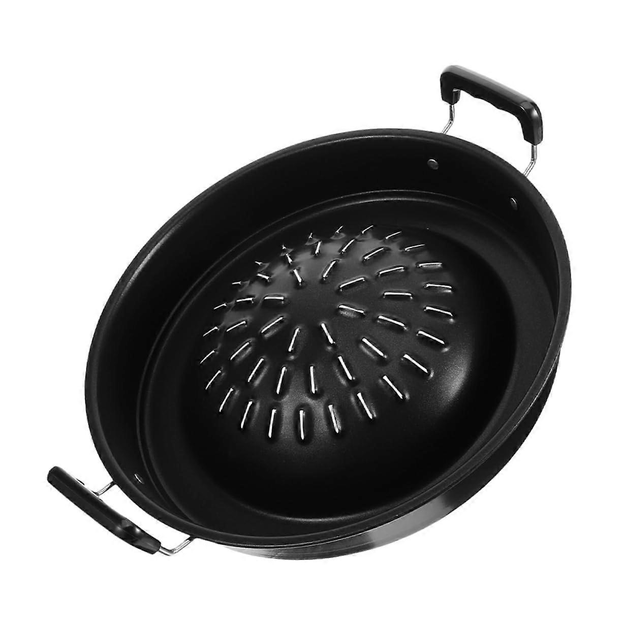 Grill Plate Rectangular Frying Pan, Reusable Griddle Plate, Outdoor BBQ Hot Pot Tray, Multi-Function Plastic Black