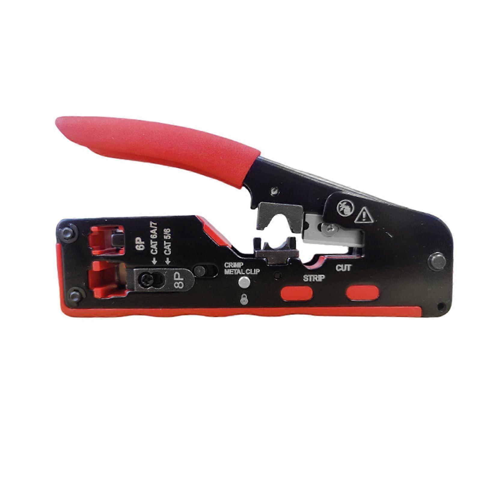 Multifunctional Crimp Tool for Network Cables, 8P 6P Modular Crimping Tool for Solar Photovoltaic Wiring, Red