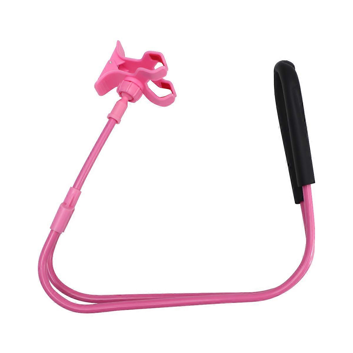 Adjustable Angle Mobile Phone Neck Hanging Holder Pink U-shape Design for Home Use 1Set