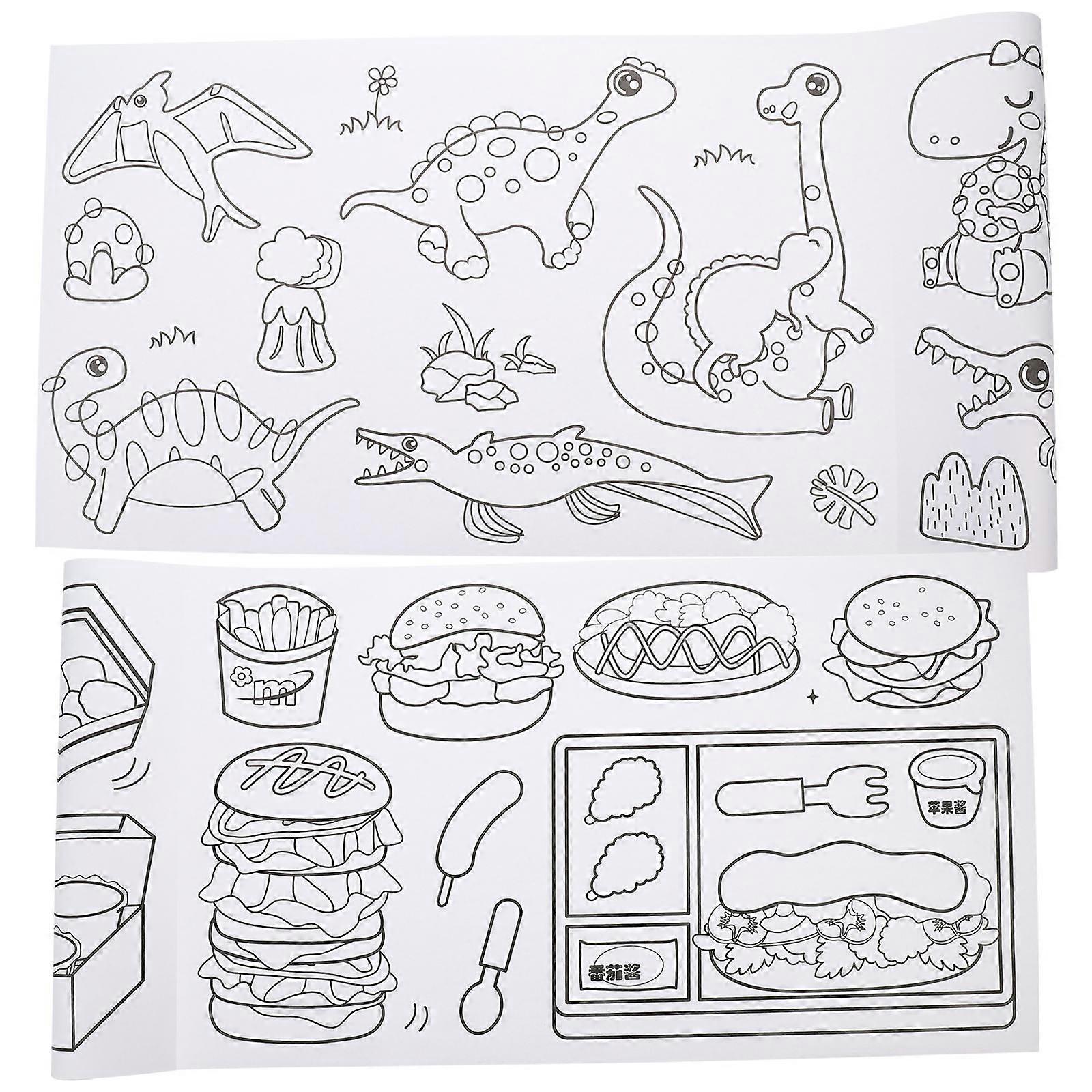 Kids Graffiti Roll Poster Children Drawing Roll Double-Sided Coated Paper 0.01x30x300cm Wall Mountable 2 Rolls Per Set