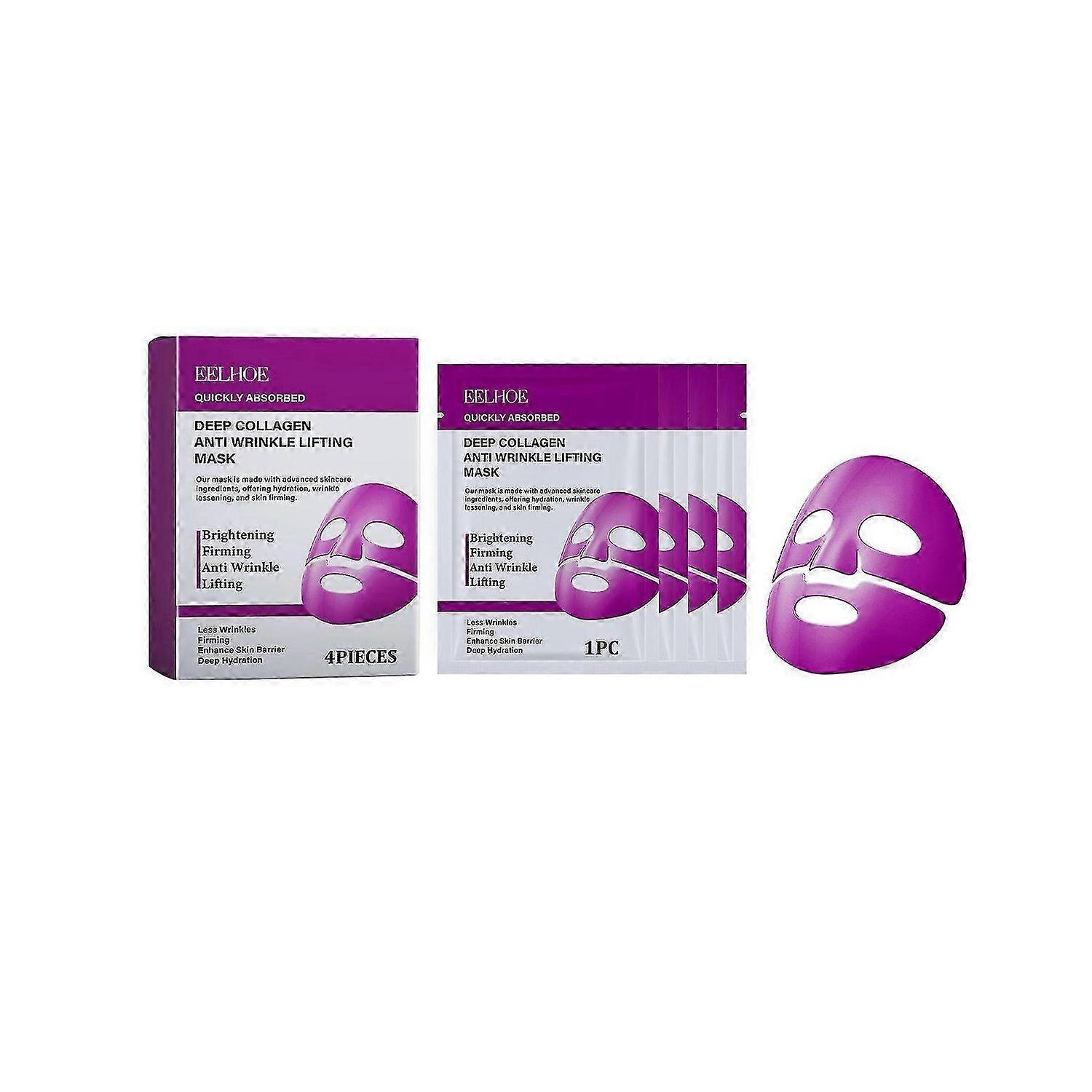 Deep Collagen Mask Anti-Wrinkle Lifting Mask, Purple Hydrogle Face Daily Mask with Niacinamide - Deep Hydration, Enhance Skin Barrier