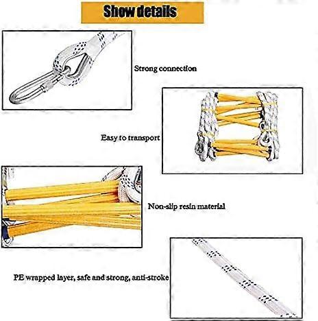 Fire Escape Ladder 10M, Flame Retardant, Non Slip, Emergency Ladder With Hooks