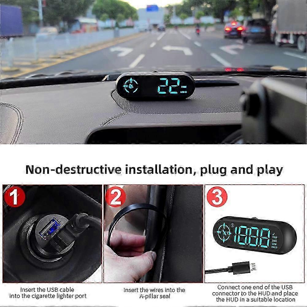 Digital Multifunctional Car HUD Display, Speed Alarm for Cars, Built-in Safe Driving, G9