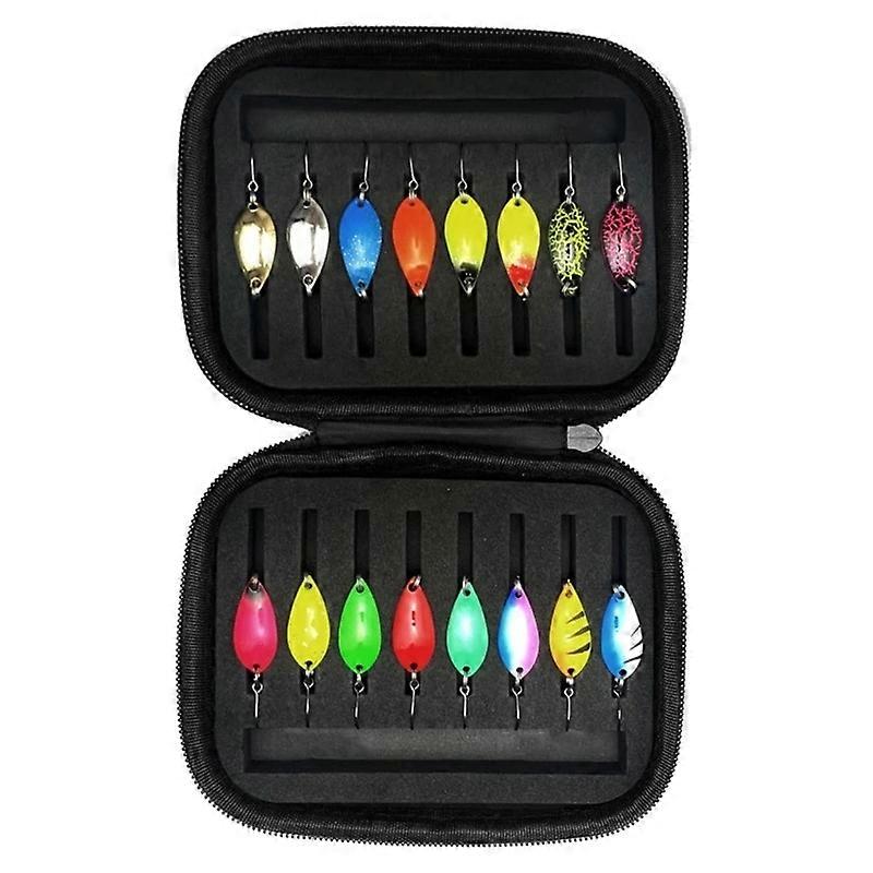 16 قطعة 2.5 جرام 3.5 جرام 5 جرام سمك السلمون المرقط ملعقة مجموعة الصيد الطعم الاصطناعي الدوار وامض سمك السلمون المرقط الطعم ملاعق مع شارع