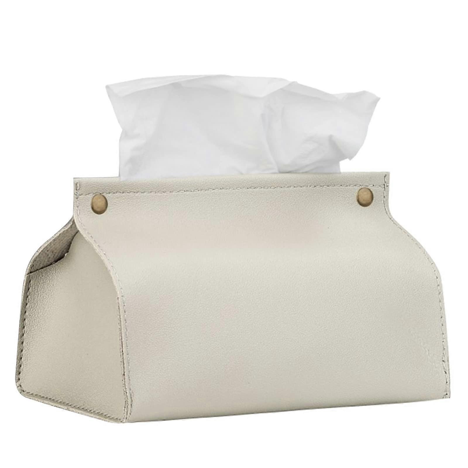 Multipurpose leather pouch, accessories for kitchen, bathroom, countertop, creamcolored