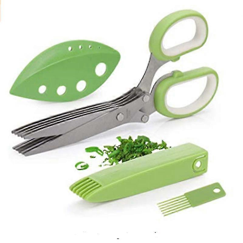 Herb Scissors with Leaf Stripper, Stainless Steel Kitchen Scissors for Chopping Vegetables, Salad, and Greens