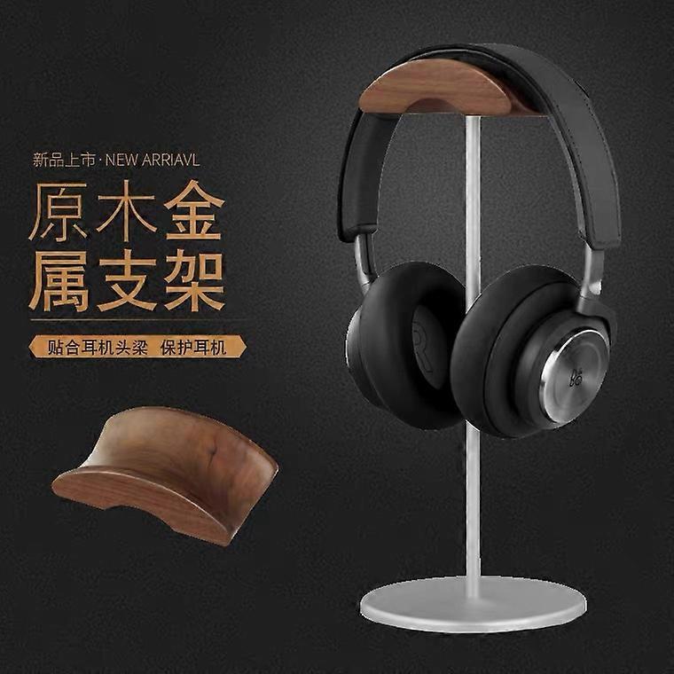 Creative Aluminum Alloy & Solid Wood Headphone Stand - Universal Black Walnut Display