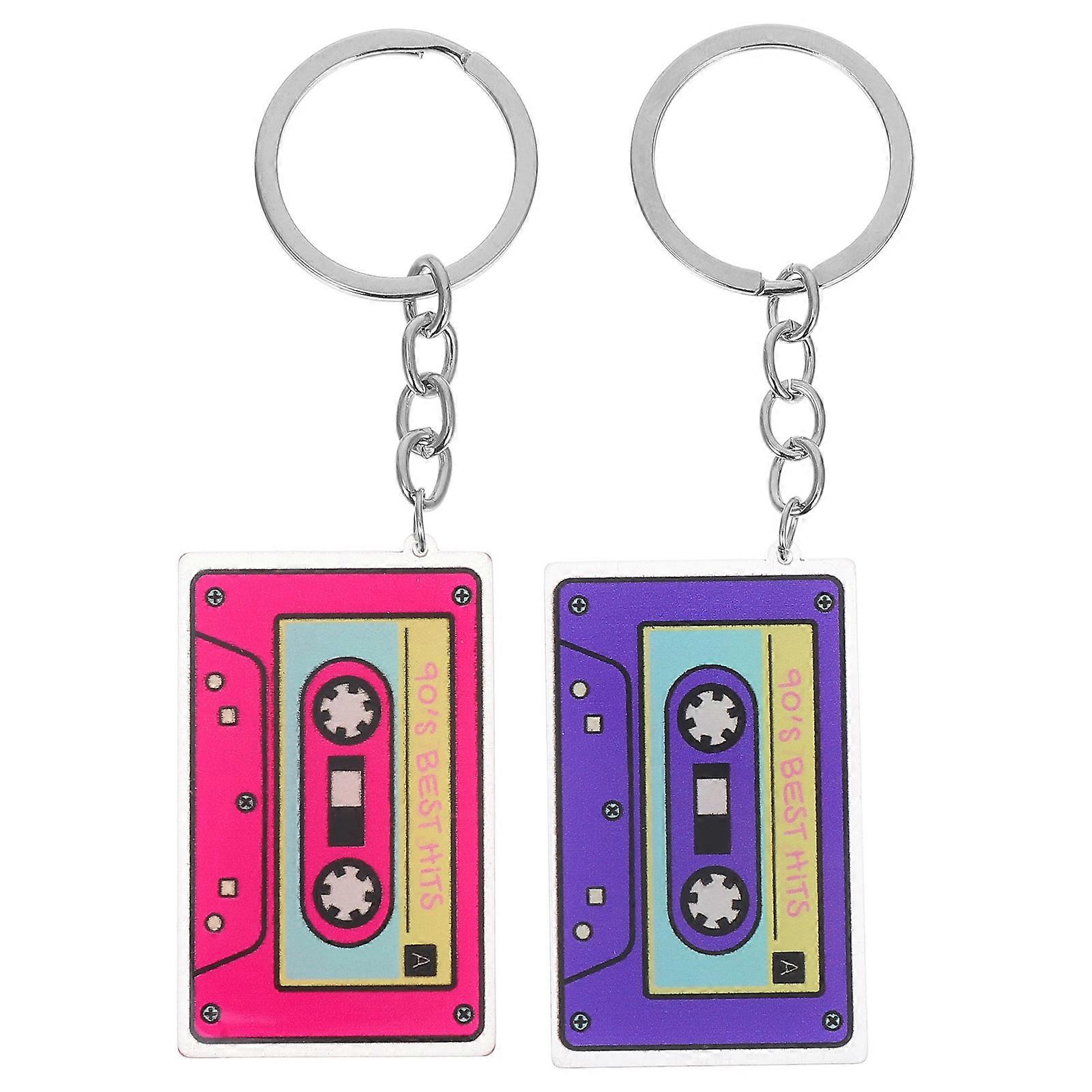 Key Accessory Mini Cassette Shape Accessories for Women Girls Casual .20X3.20X0.20CM Pink 2Pcs