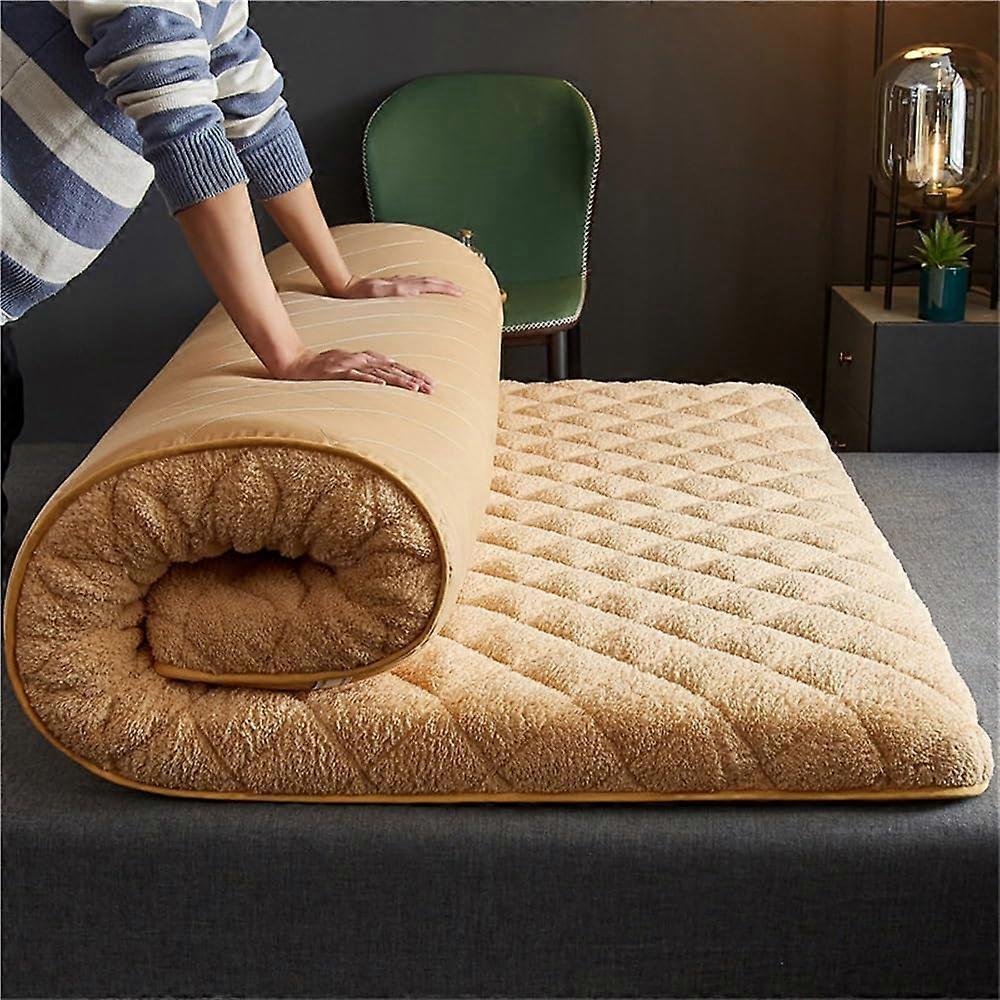Japanese floor mattress, foldable futon sleeping mat for kids and adults, yellow, 180 x 200 cm