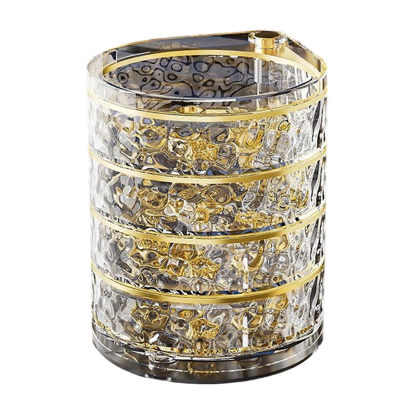 Clear Spinning Jewelry Box With Multiple Layer Compartments for Earring Ring Storage and Apartment Decoration Clear
