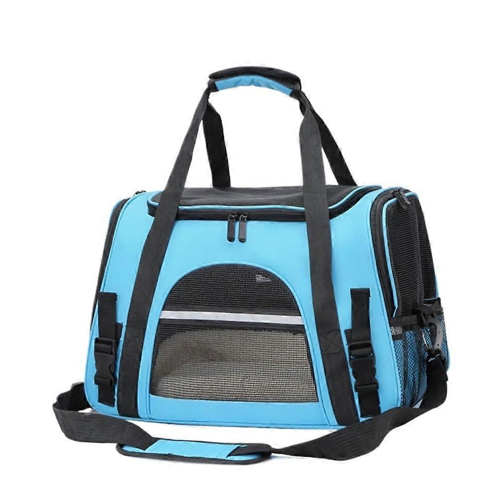 Kitten Carrier Foldable, Breathable Lightweight Cat Bag For Travel, Portable Pet Bag Blue