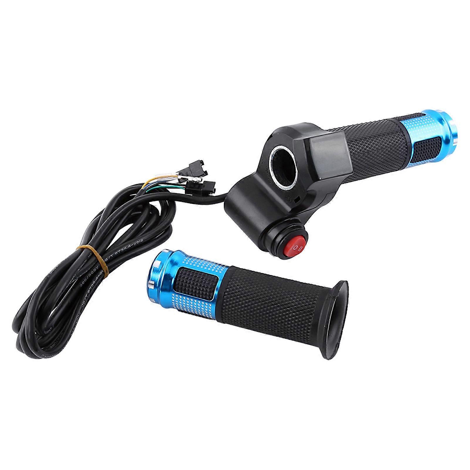 Twist Throttle Grips 3 Speed With LED Display Screen Handle For Electric Bike (blue)YMQX)