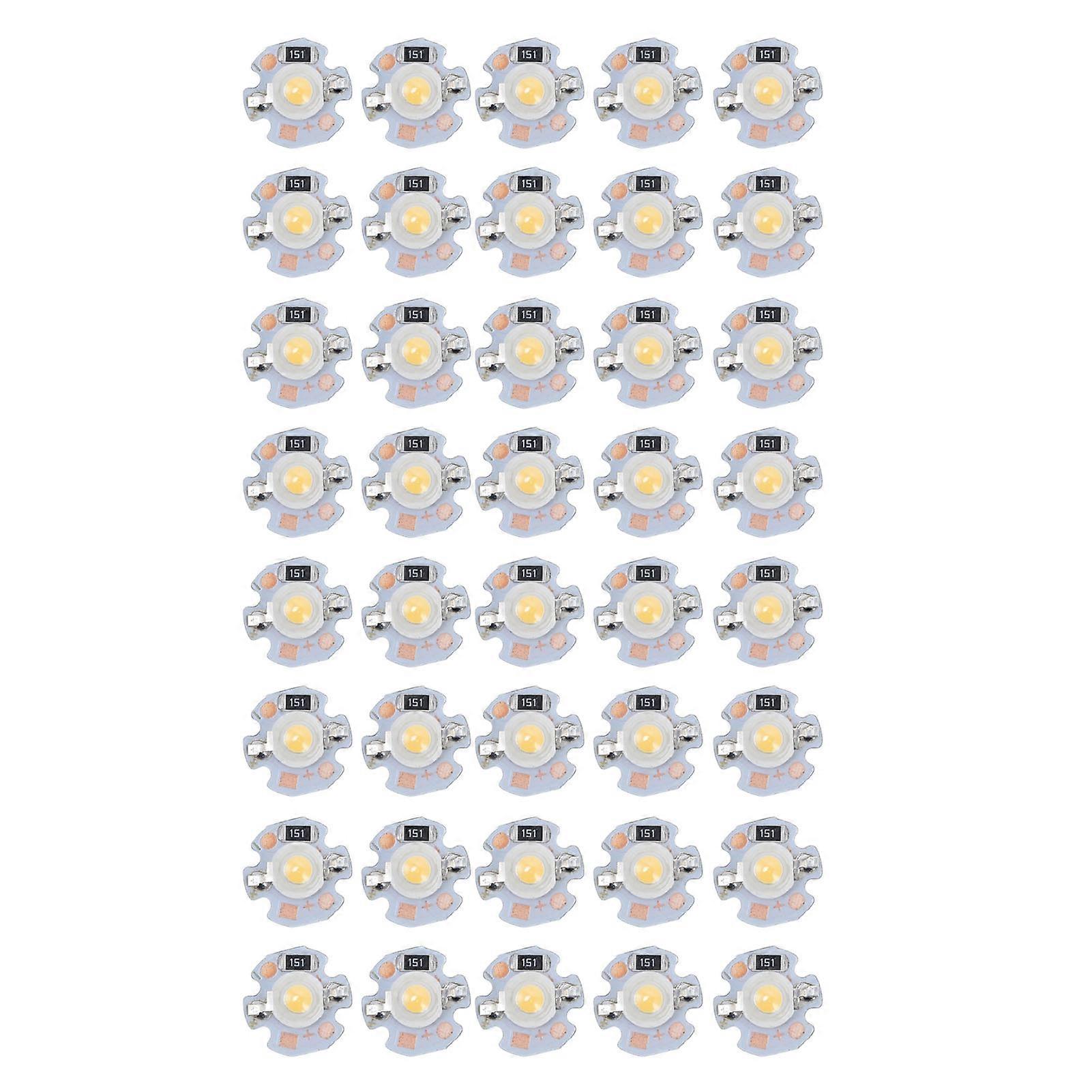 40pcs LED Chip Bulb 1W 24V 16mm/0.6in Aluminum Base Low Power Consumption Lamp Beads for Flashlights Headlights