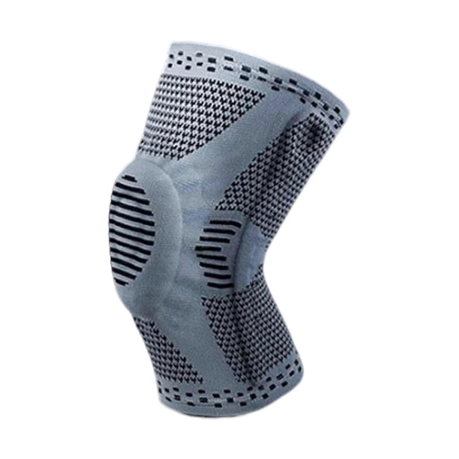 Breathable Knee Support Sleeve With Stabilizing Guards Gel Pads For Running Gym Workouts Injury Prevention Gray XL
