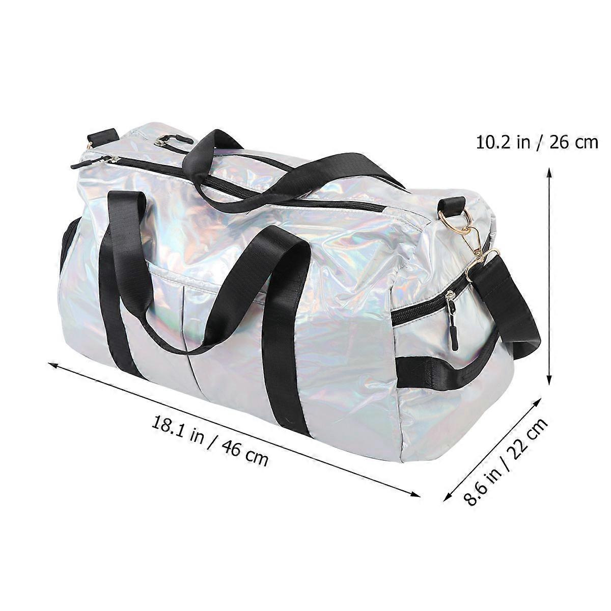 Fitness Equipment Storage Bag Dry and Wet Separation Outdoor Sports Short Trip Silver 22 x 26 Cm 1Pcs