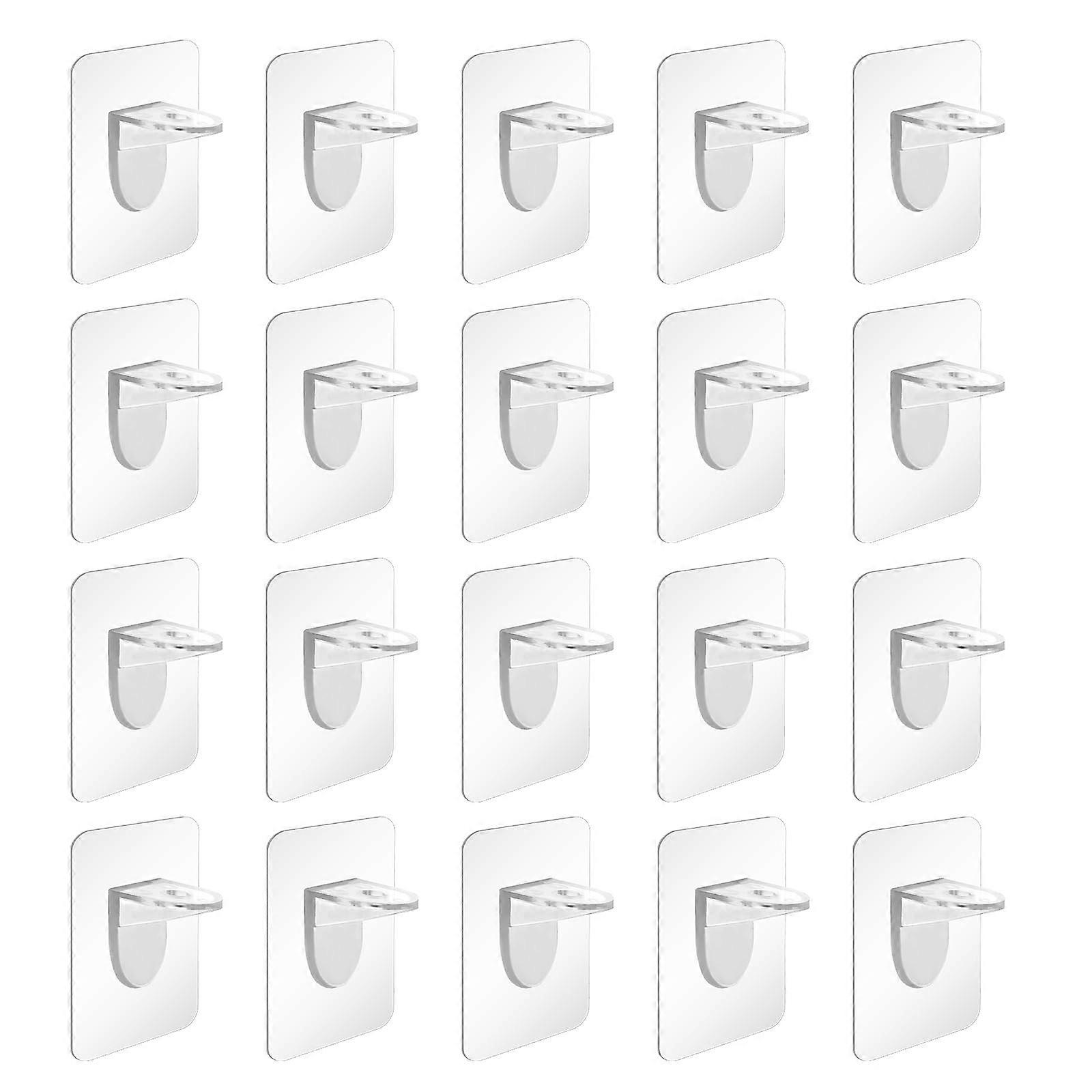 Pack of 20 No Drilling SelfAdhesive Plastic Shelf Brackets, Removable Cabinet Holder
