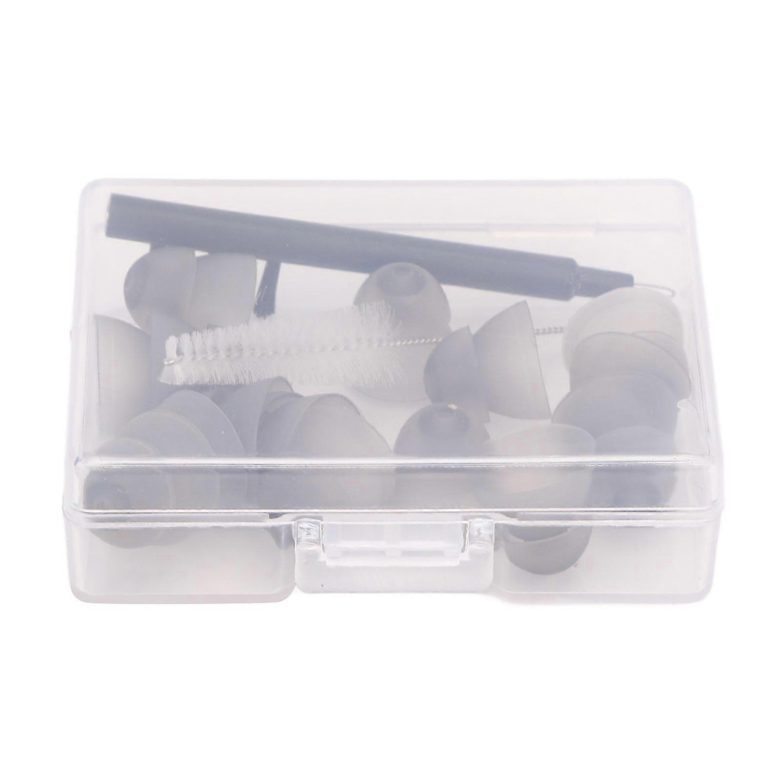 Hearing Amplifier Plugs Double Layers Silicone Ear Plug Tips Dome Set with Cleansing Brush M