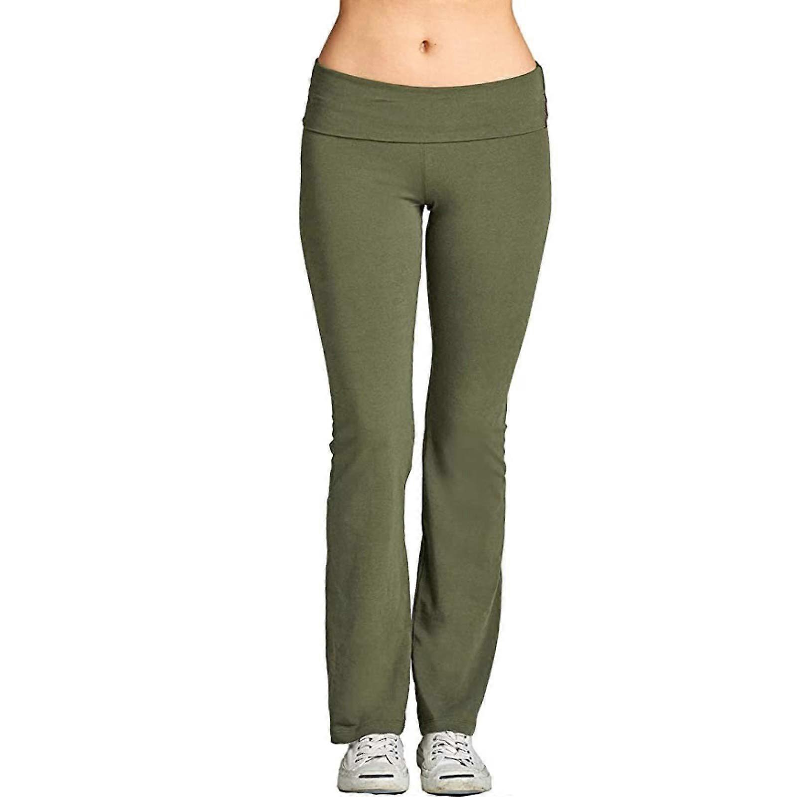 Women's Yoga Leggings for Fitness, Running, Full Length, FleeceLined Sports Pants with Pockets, Plus Size, Army Green, XL