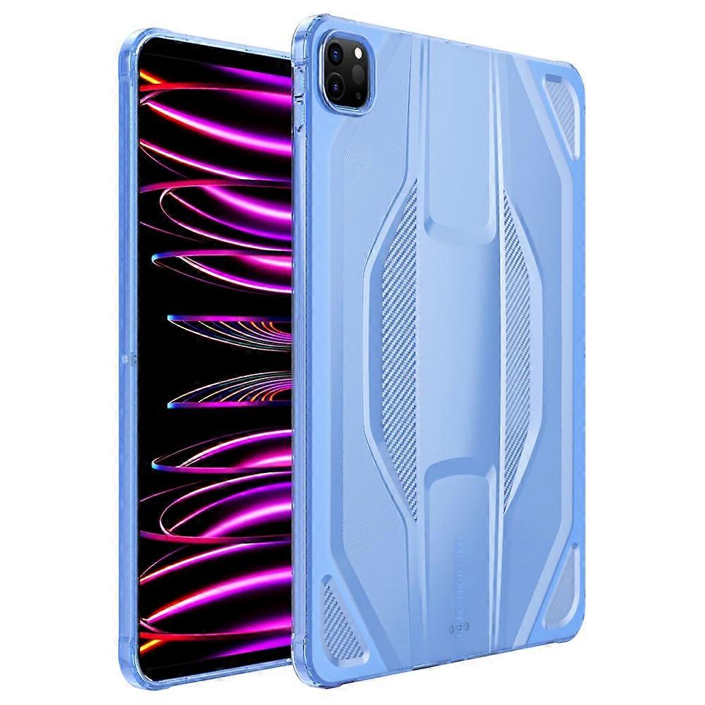 For iPad Pro 11 (2024) Case Anti Drop Clear TPU Tablet Cover Transparent Blue