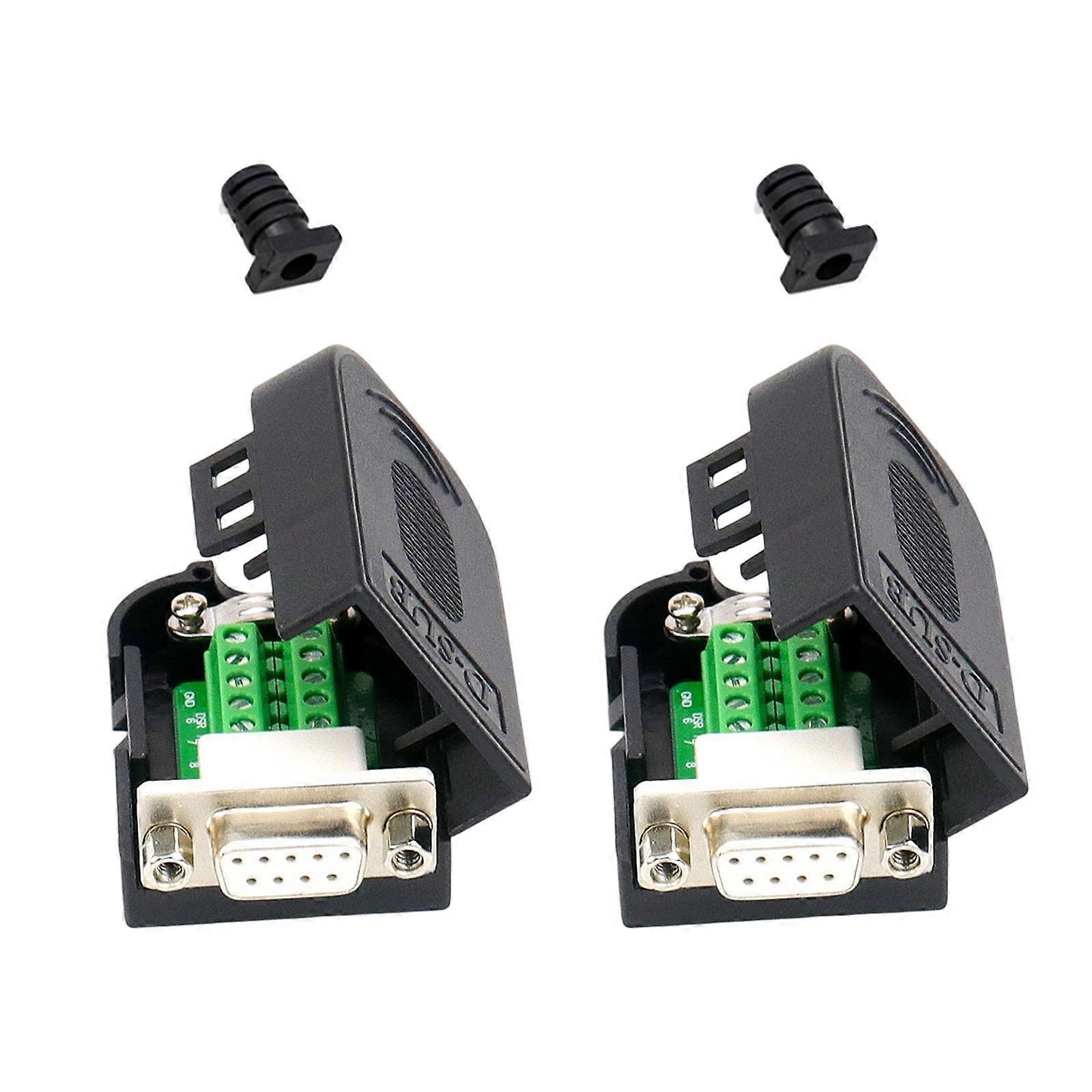 2Piece DB9pin Terminal Block Adapter DB9pin Serial Adapters for RS485 RS422 Connection Solderless Set Multicolor