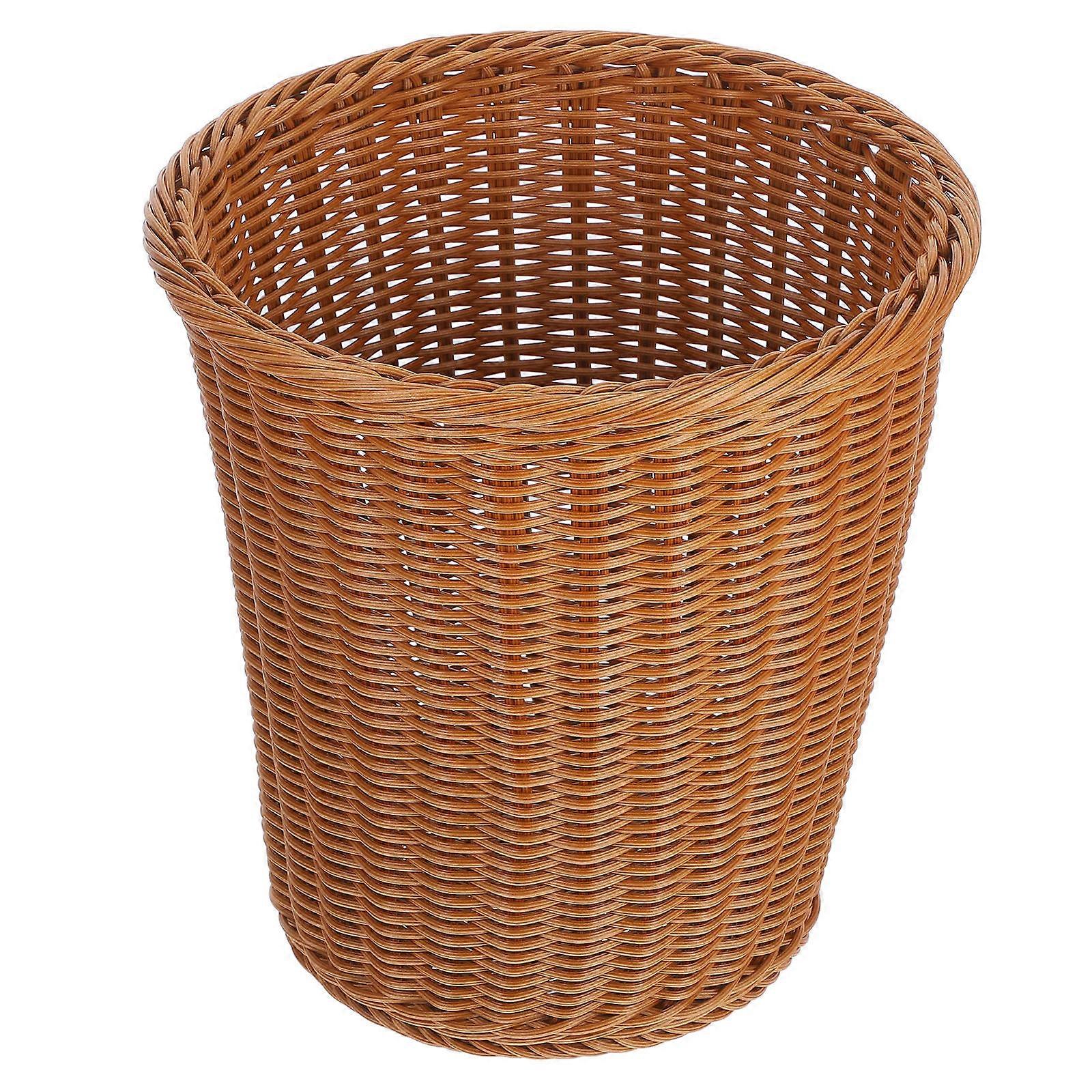 Garbage Container Office Trash Can Material Smooth Craftsmanship Multiple Scenes Use Imitated Rattan 1Pack