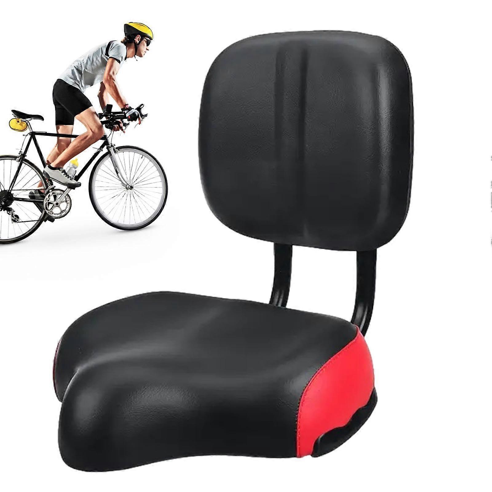 Bikee Seat Bicycle Seat with Backrest Wide Padded Cushion Soft Oversize Backrest Red