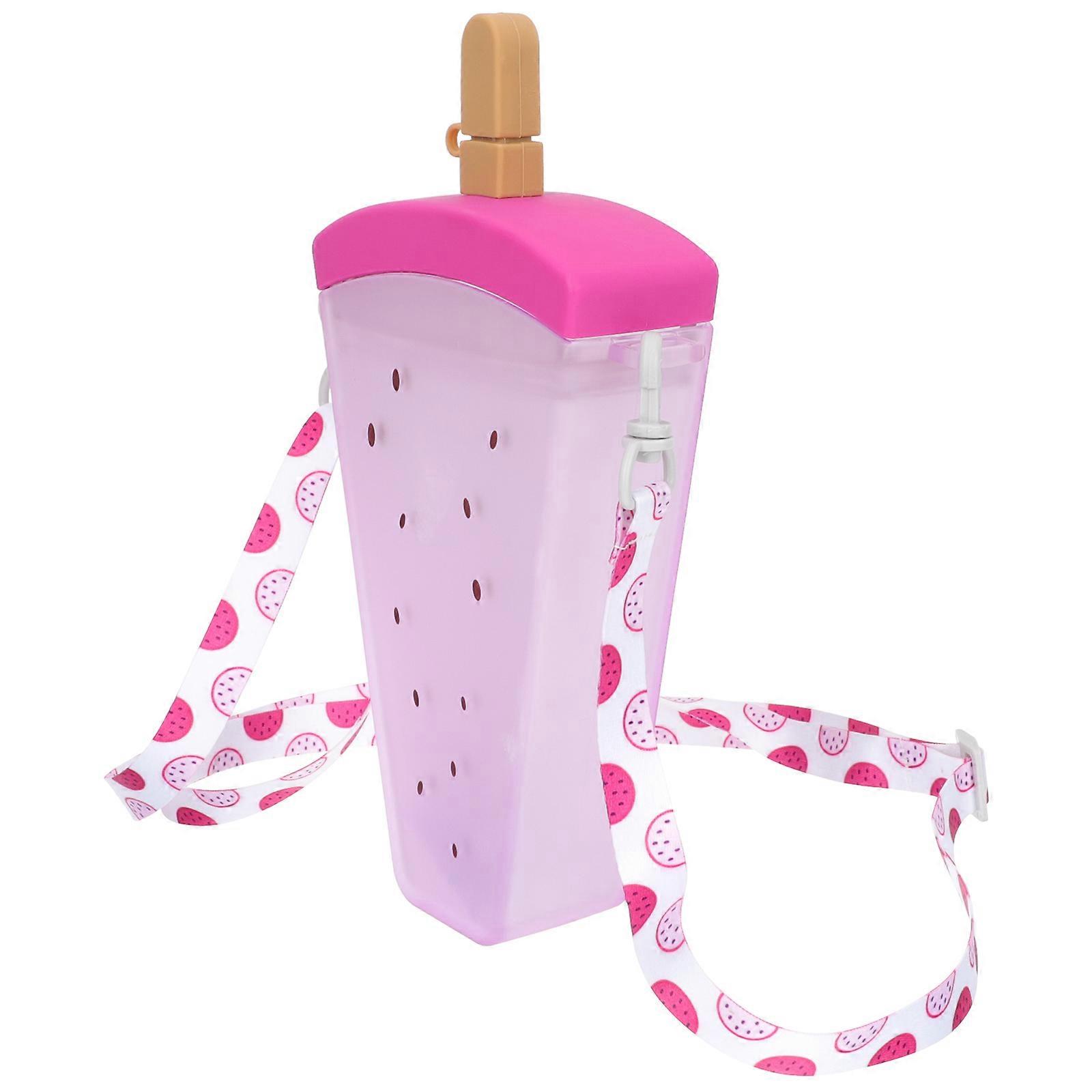 Portable Childrens Water Bottle with Strap Ice Cream Design for Daily Use PC Material Durable 1Set