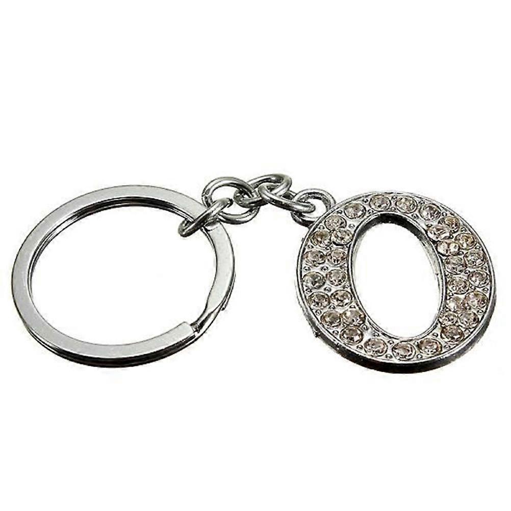 Initial Letter Keychain Stylish Simple Key Ring Zinc Alloy Rhinestones Collect Keys Colleagues 1Pcs