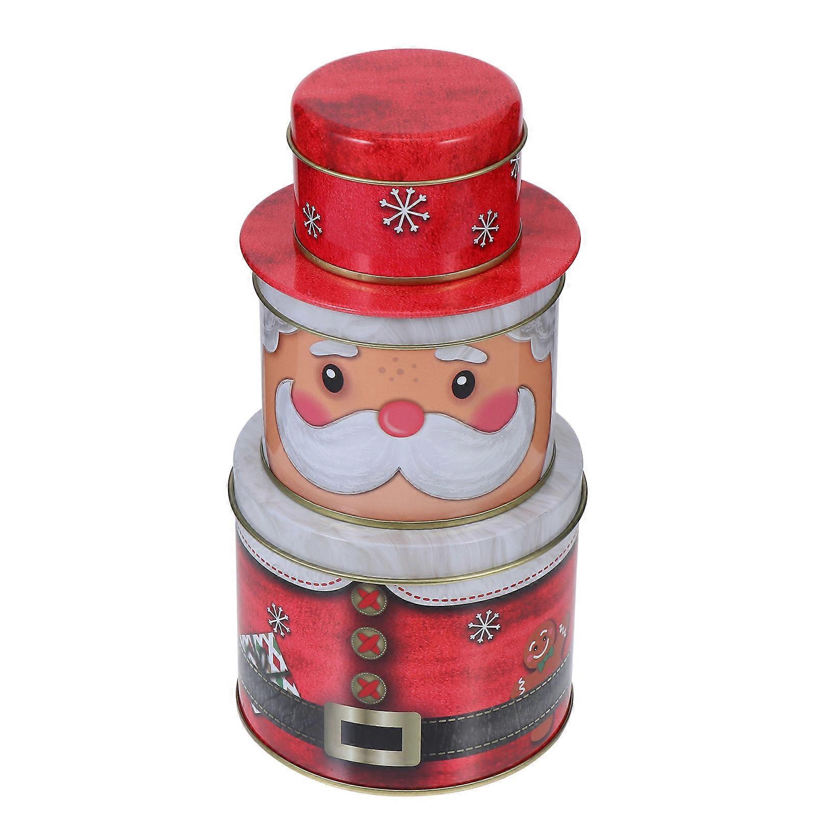 Tinplate Christmas Gift Box Multi-layer Design Rectangular Shape For Food Storage Decoration Party 1Pcs