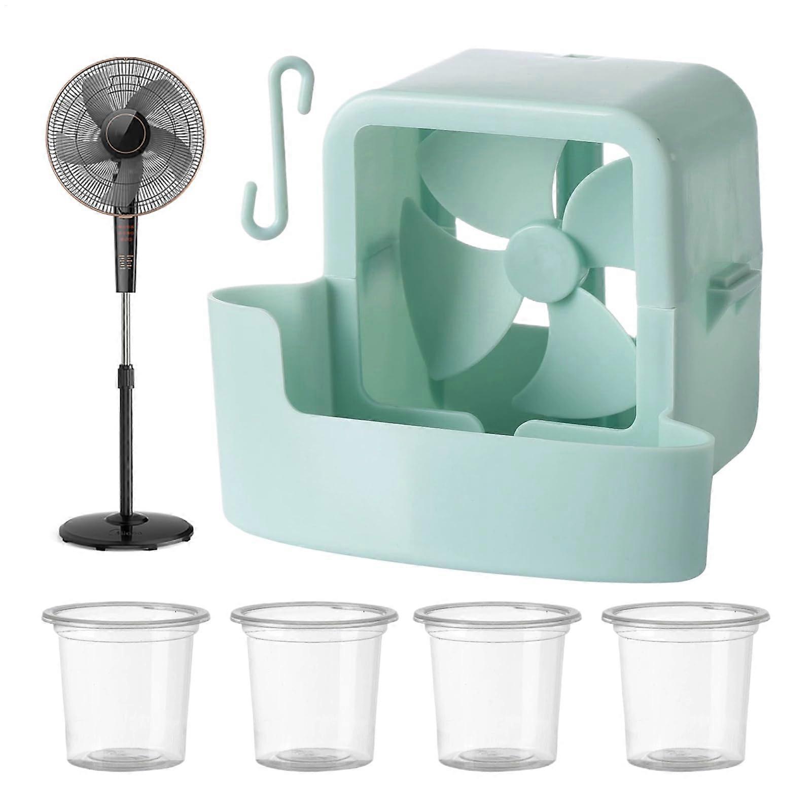 Spray attachment for fan  Humidification system  Portable, hangable, icebox accessory for festival, terrace, balcony, cooling, blue
