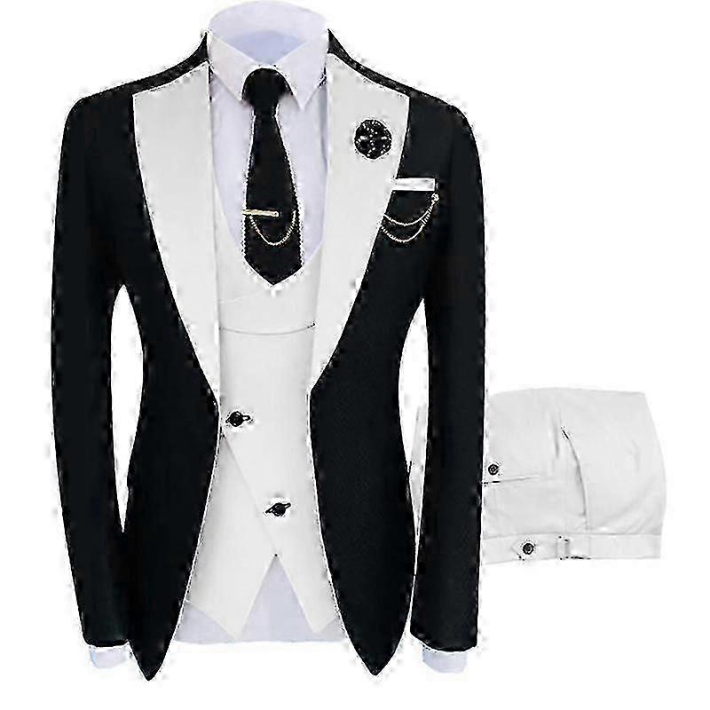 Men's Slim Fit 3 Piece Suit Tuxedo Set Jacket Pants Vest for Formal Occasions