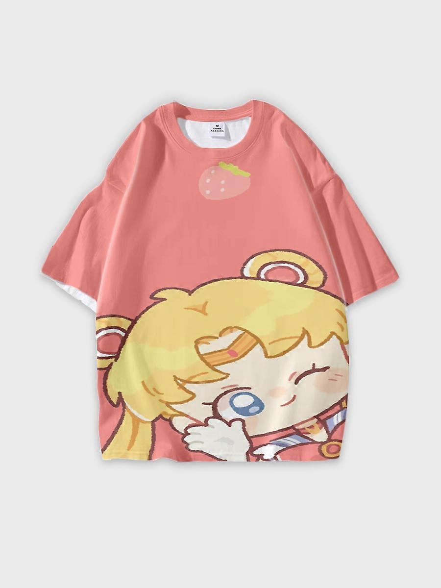 T-shirt round neck Role Pattern loose short sleeve D3192