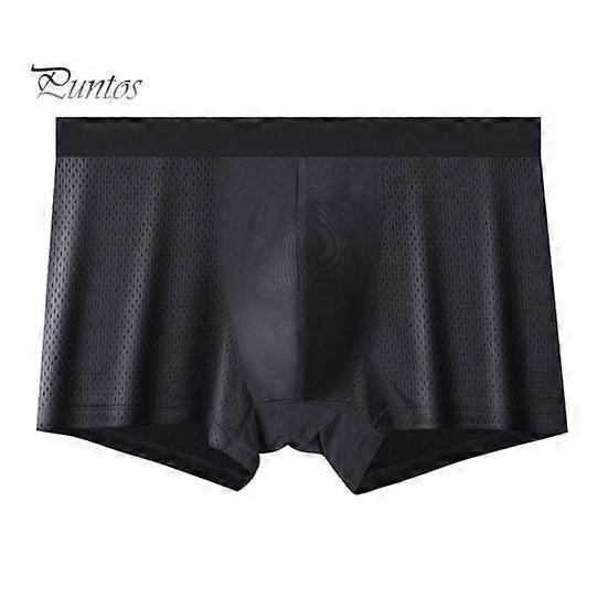 Men Boxer Underwear Mid-rise Breathable Mesh U-Convex High Elasticity Shorts Briefs Solid Color Smooth Lines Panties