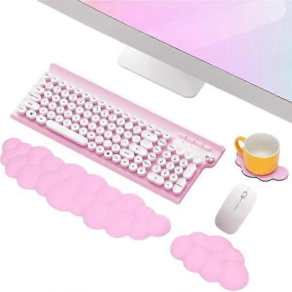 Pieces Ergonomic Non-Slip Keyboard and Mouse Wrist Rests, Memory Foam Wrist Support for Office and Home, Pink