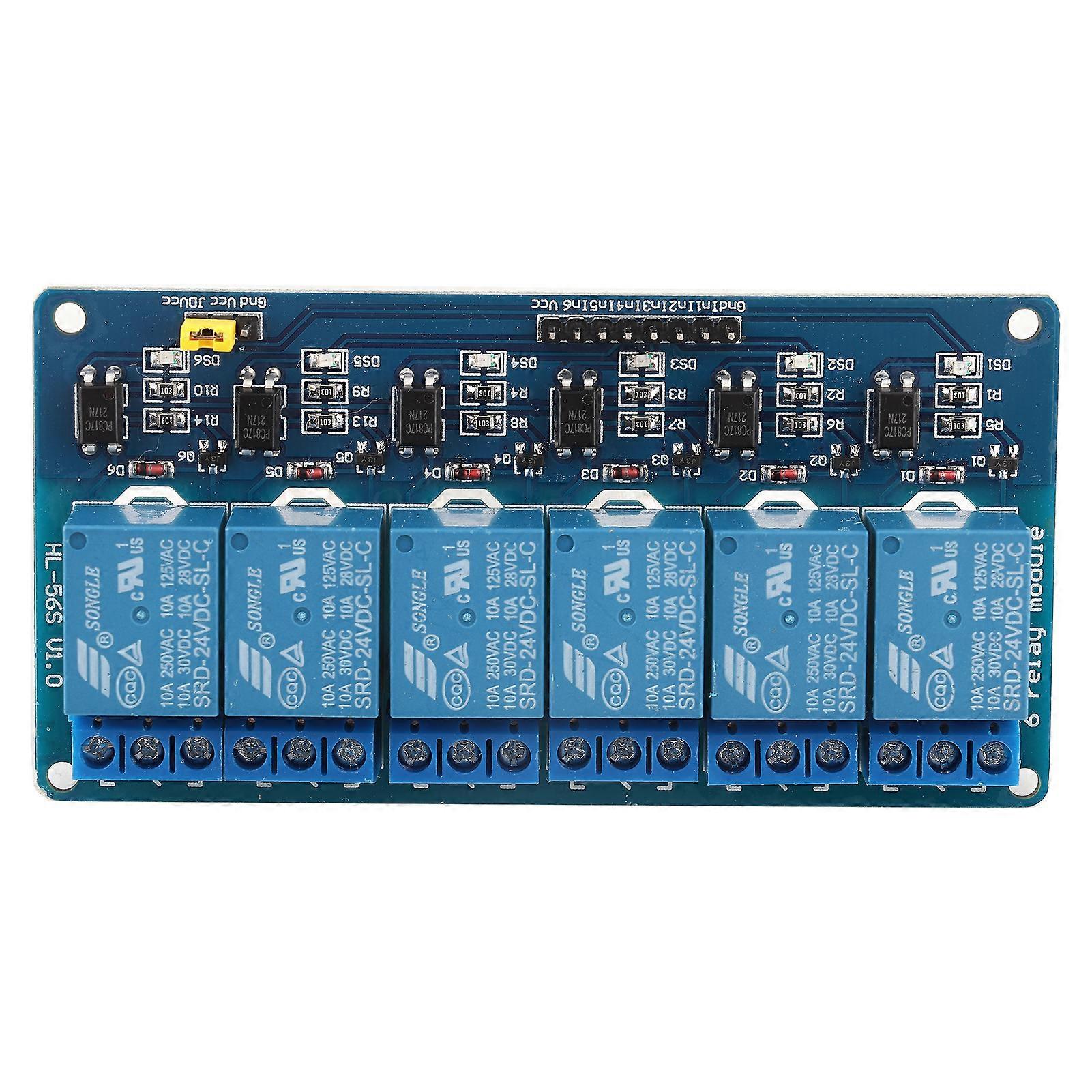 6 Channel Low Level Trigger Relay Module With Optocoupler 24V
