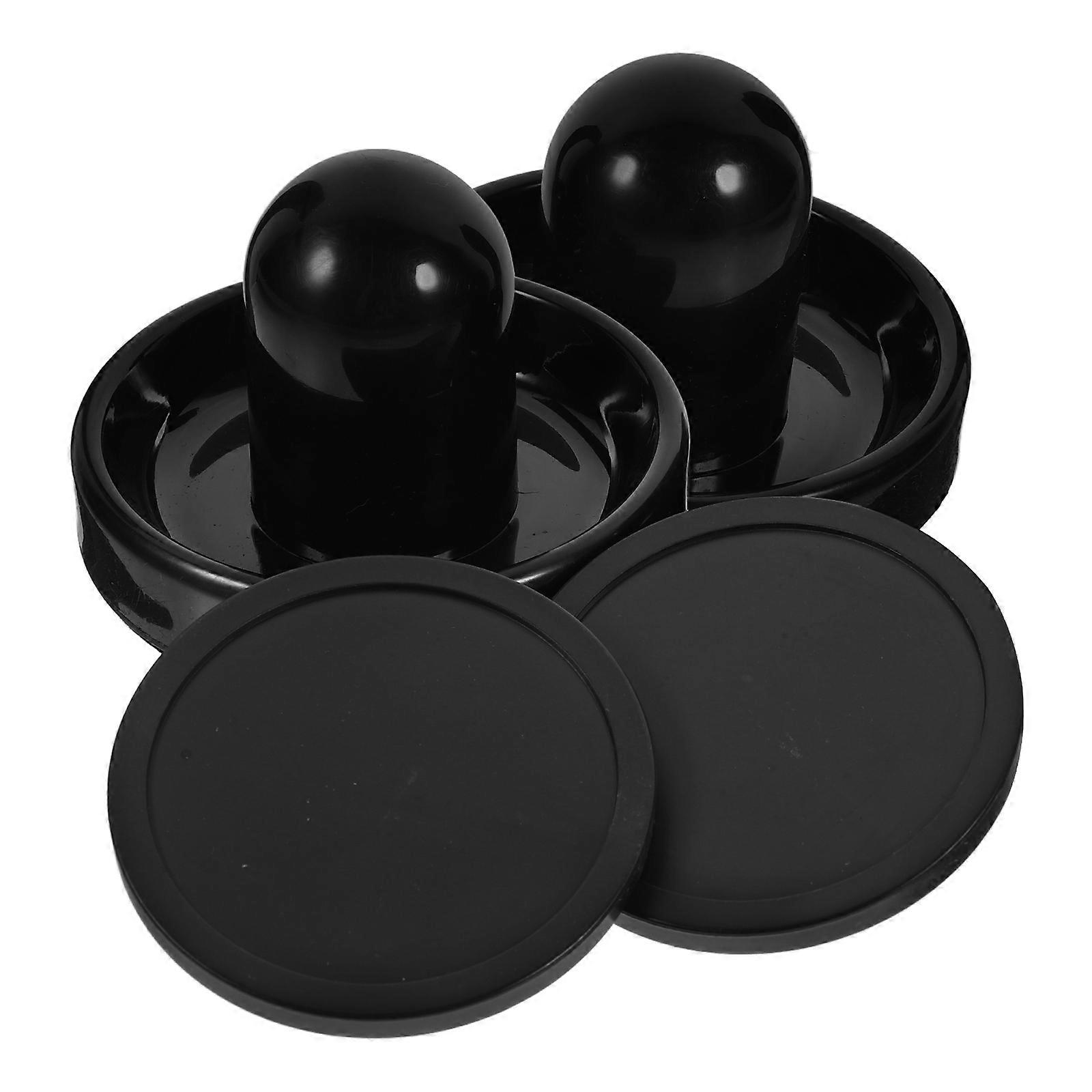 Tabletop Hockey Pusher Set with ABS Plastic Puck and Black Handles for Party Fun Lightweight Easy to Store