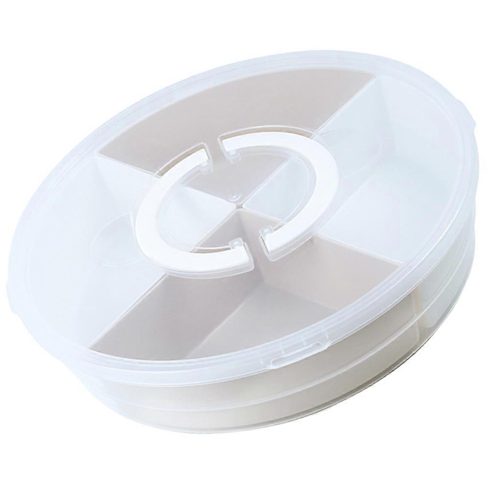 Round Divided Serving Tray with Lid Handle for Storage Snack Box