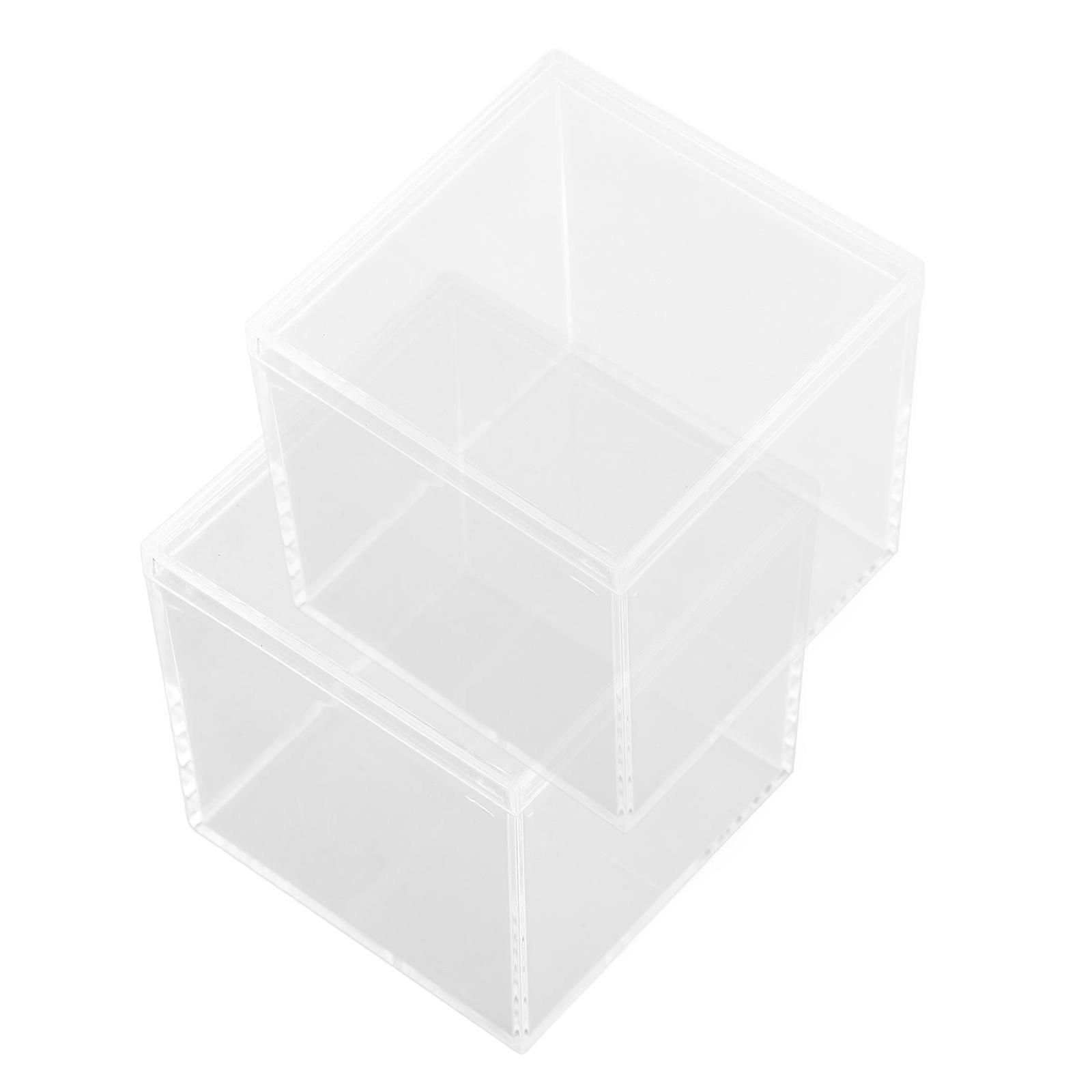 Acrylic Box with Lid for Display Transparent MultiPurpose Small Box Ideal for Puzzle Cubes and Small Items 2pcs