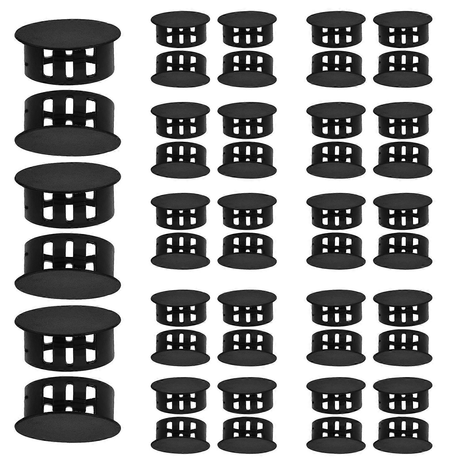 Durable Nylon Hole Plugs Black Round Button Caps for Home 20pcs Various Sizes
