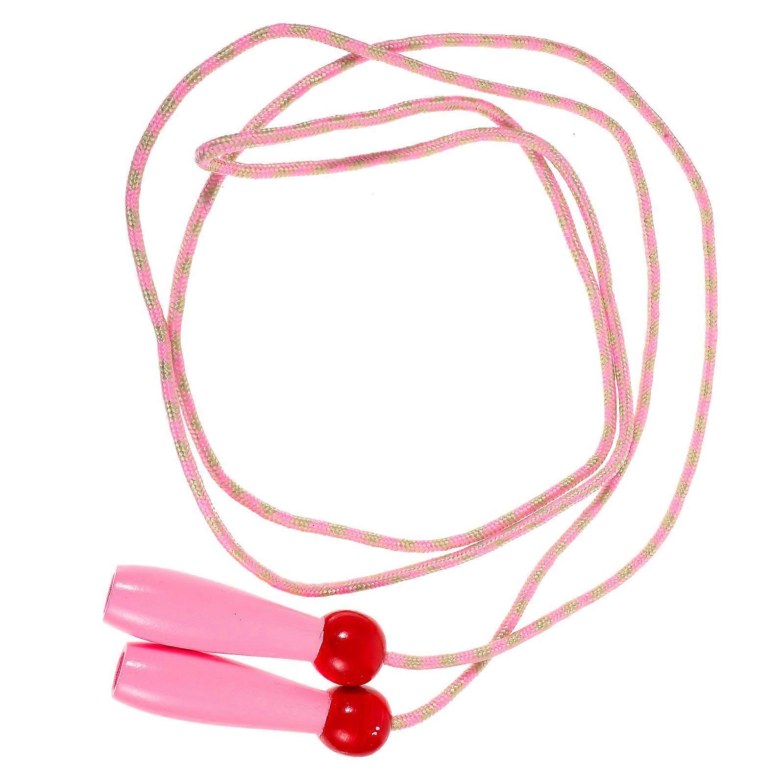 Pink Wooden Jump Rope with Cloth Handles for Training Ergonomic Grip Durable Smooth 0.98ft
