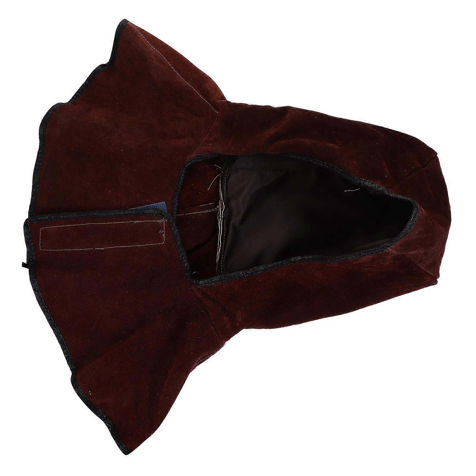 Cowhide Welding Hood with Neck and Shoulder Drape – Durable Heat and Spark Protection, Comfortable Lining, Safety Headgear for Welders