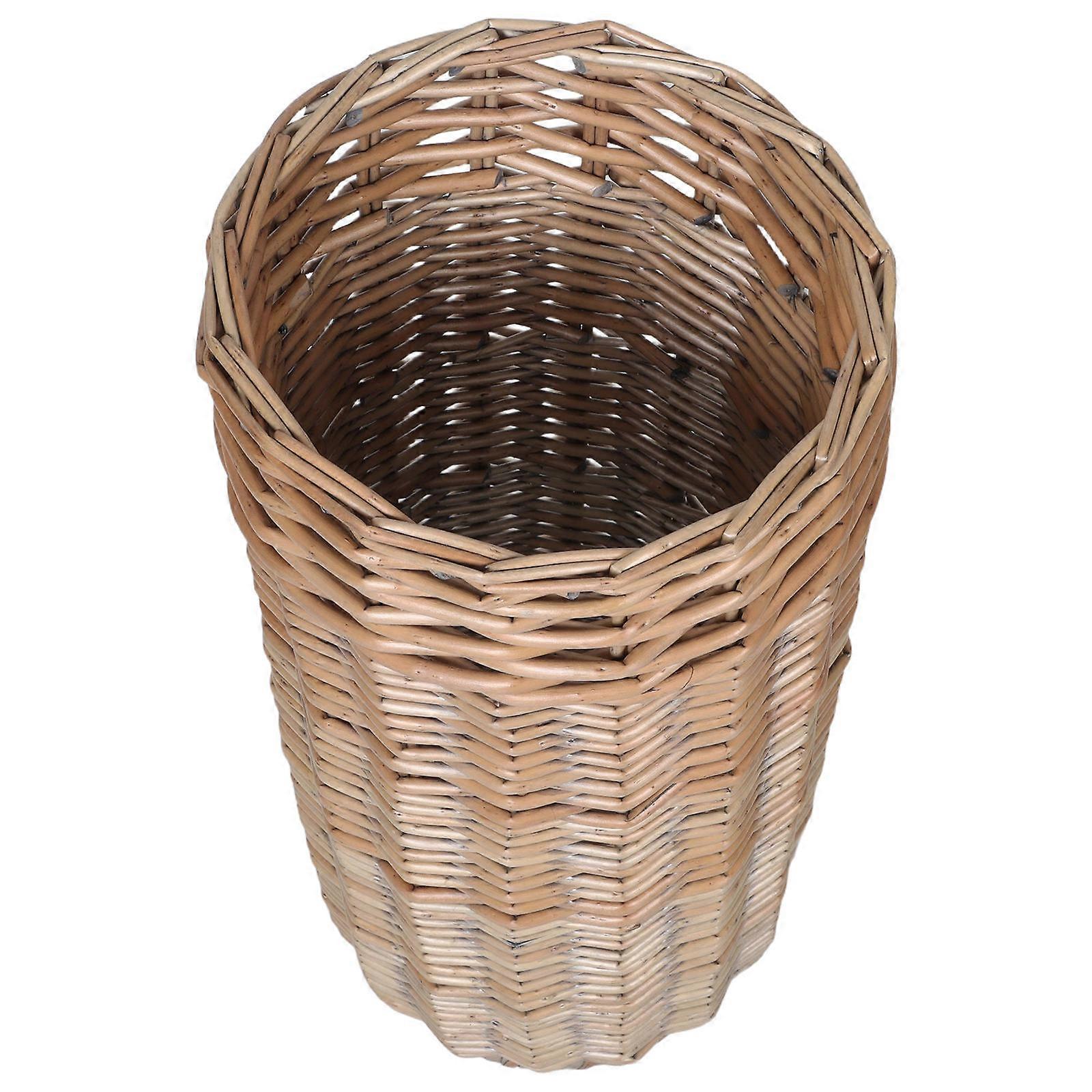 Decorative Wicker Umbrella Stand Light Brown Umbrella Bucket for Rustic Charm Storage