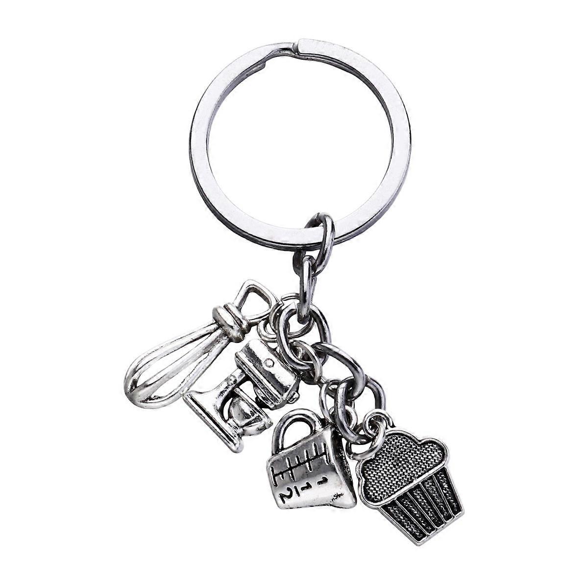 Creative Baking Theme Keychains Whisk & Cake Design Key Holders for Car, Bag, Home Decor Fun Baking Lovers and Chefs