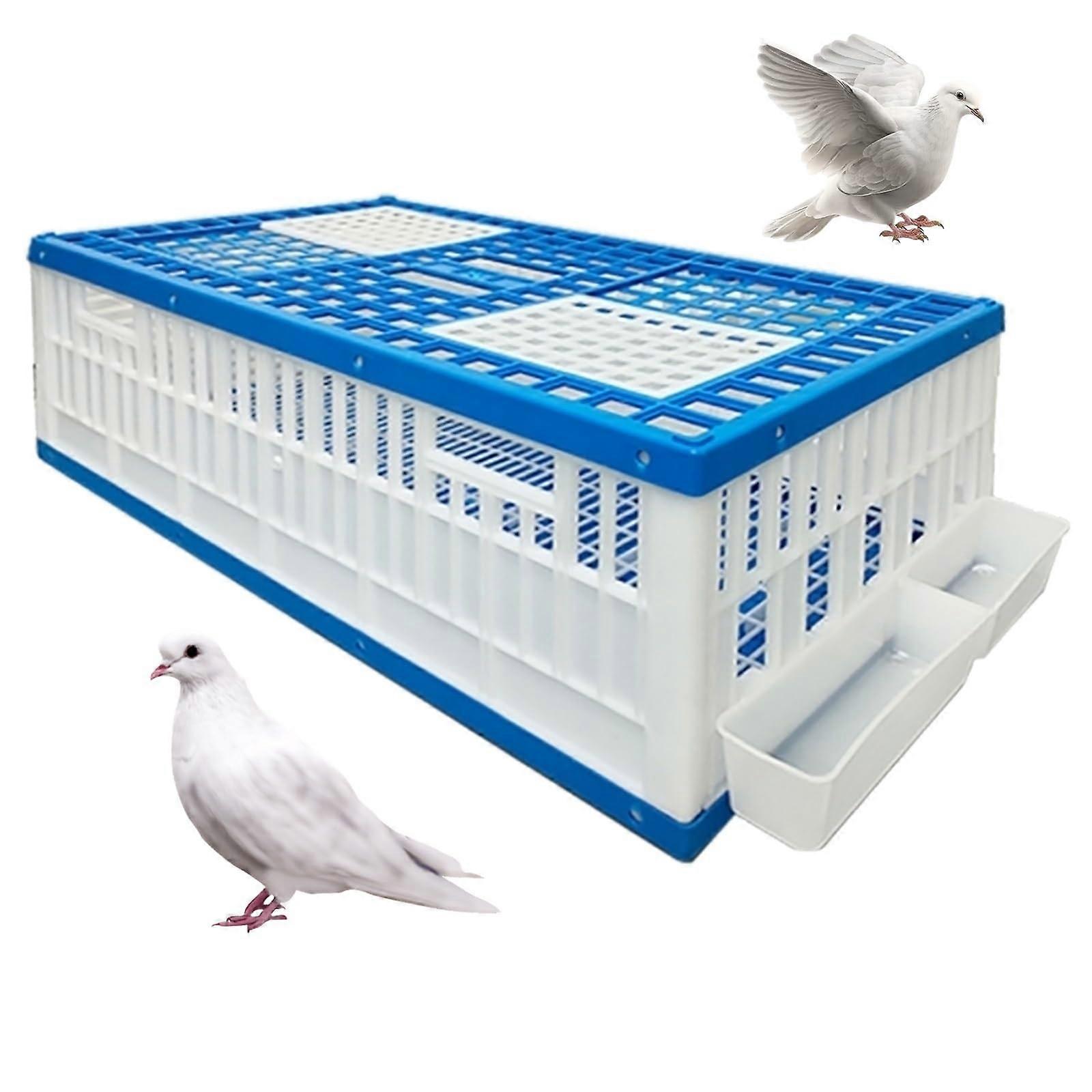 Poultry transport box plastic chicken transport cage sturdy pigeon crates with feed trough and removable bottom net for birds chickens ducks