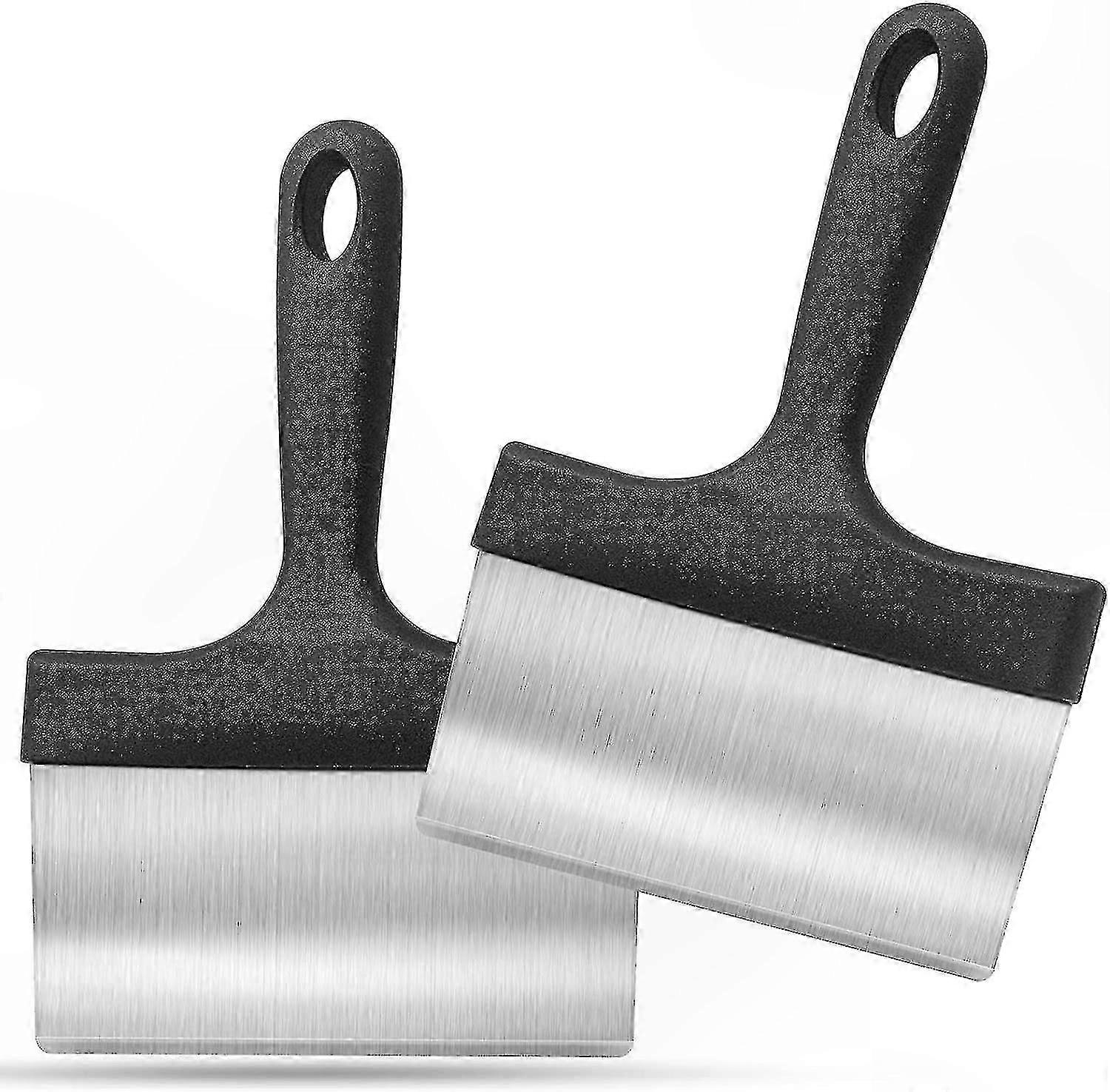 Langlebiger Grillschaber aus Edelstahl mit 12,7 cm Griff, 2er-Pack, schwarz