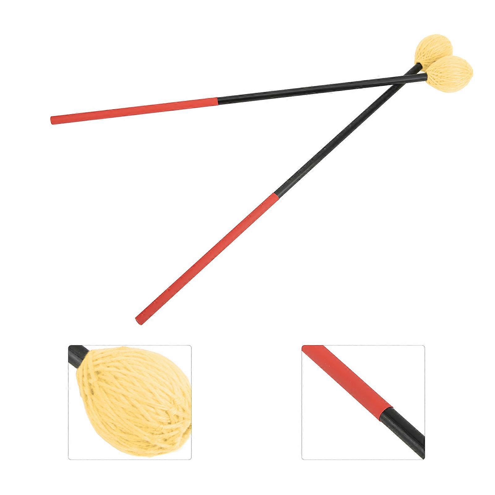 Marimba Mallets Carbon Fiber Cotton Thread Drum Stick Mallet Hammer voor Bas Percussie InstrumentsYellow Head 